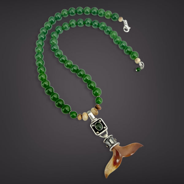 Ivory & Jade Whale Tail Necklace