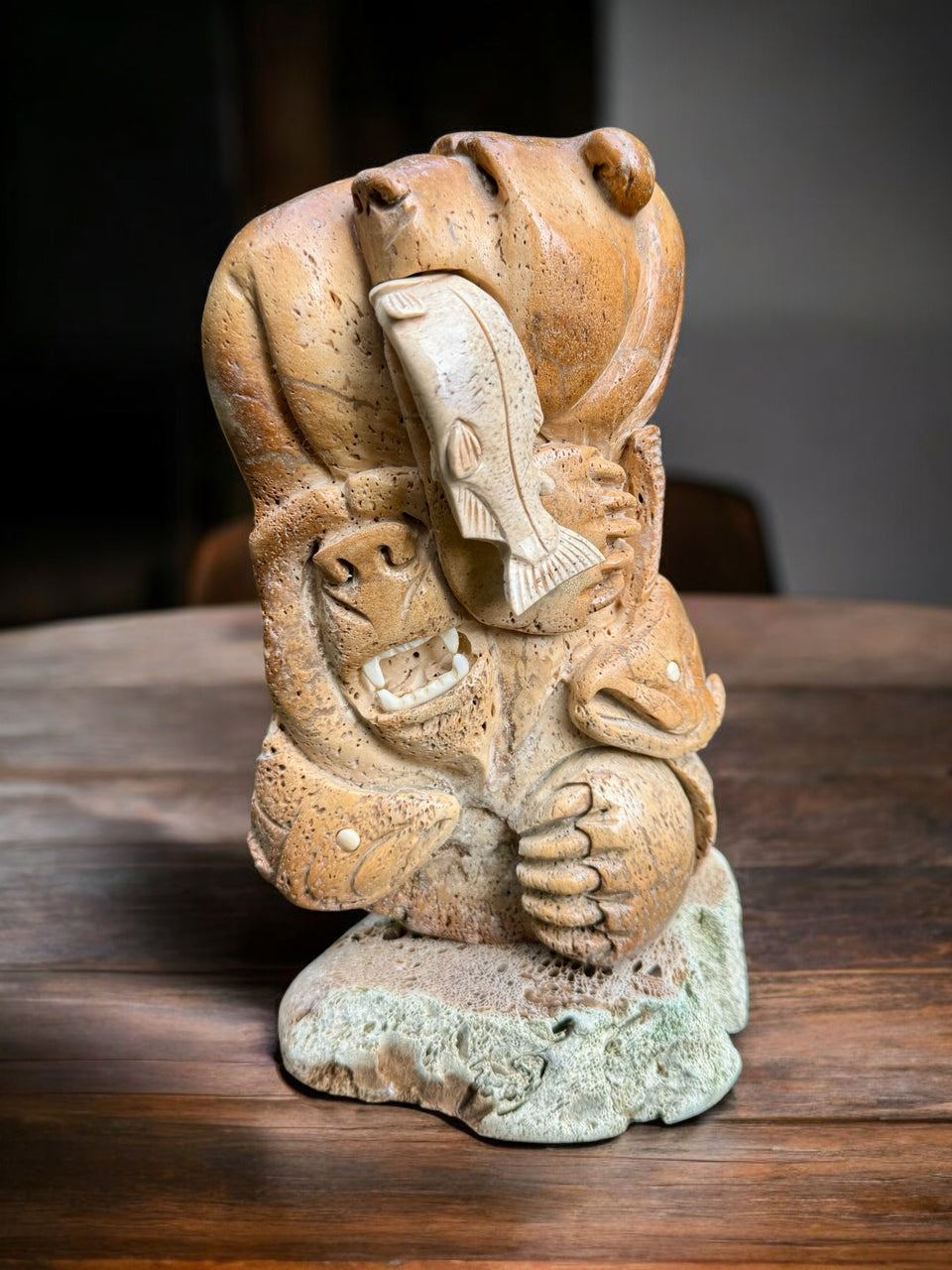 Bear & Salmon Carving