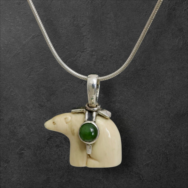 Ivory & Jade Bear Pendant