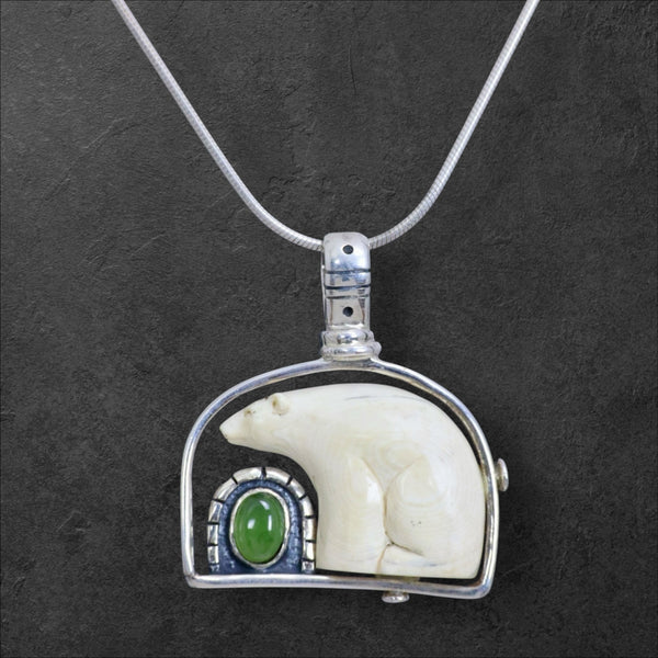 Ivory & Jade Bear Pendant