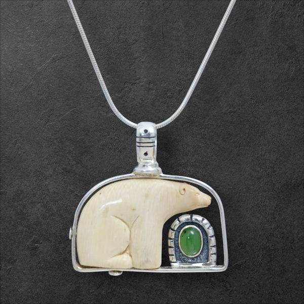 Ivory & Jade Bear Pendant
