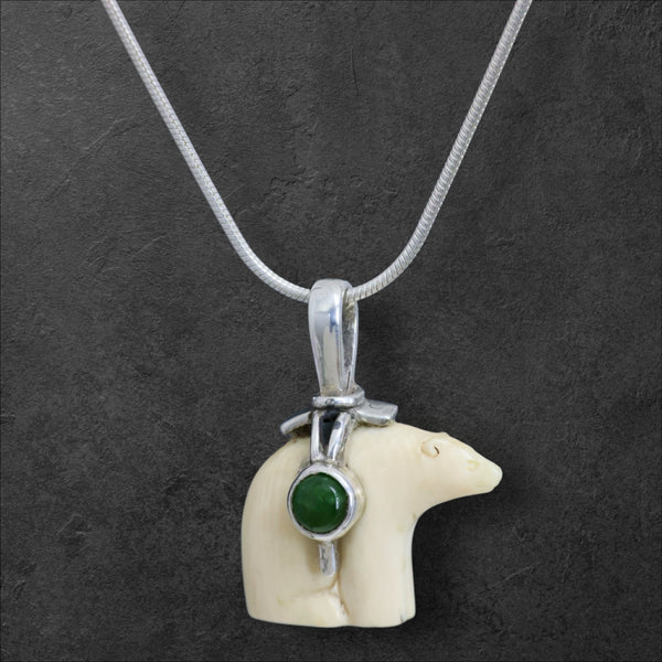 Ivory & Jade Bear Pendant