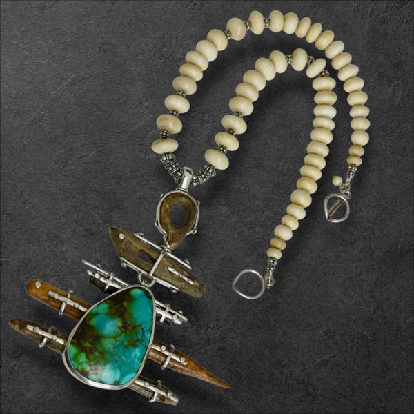 Ivory & Raw Emerald Necklace