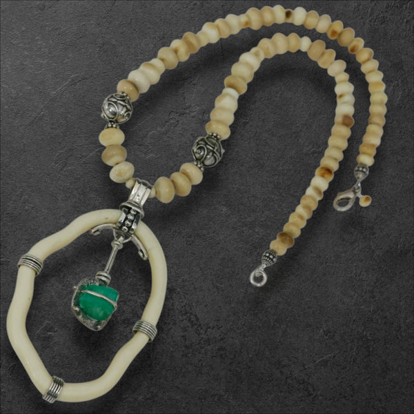 Ivory Artifact & Turquoise Necklace