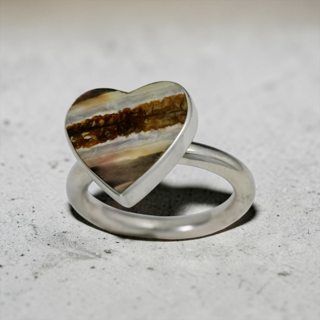 Mammoth Tooth Heart Ring 8