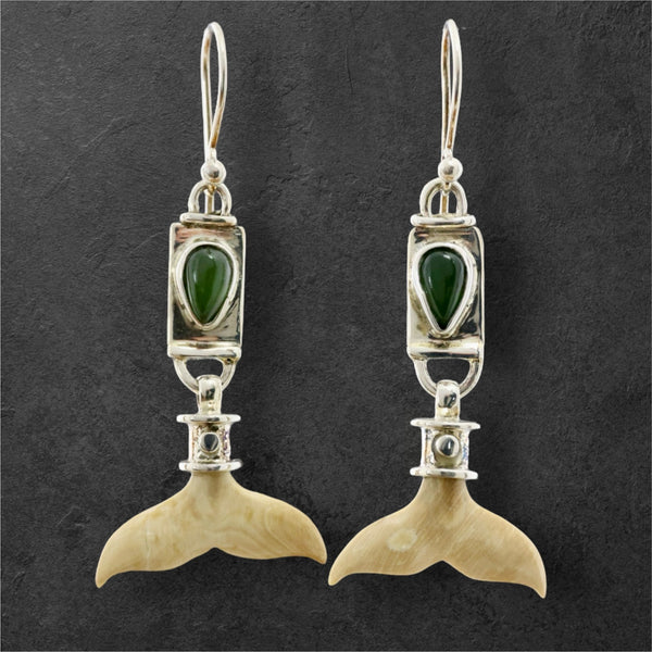 Whale Tail & Jade Earrings