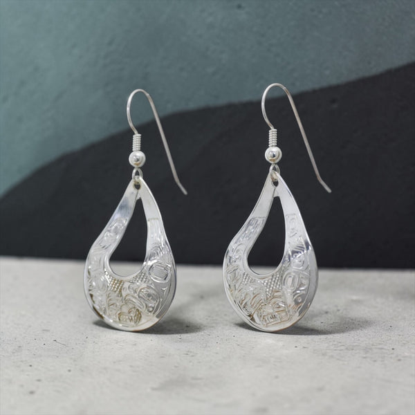 Eagle Bear Teardrop Earrings