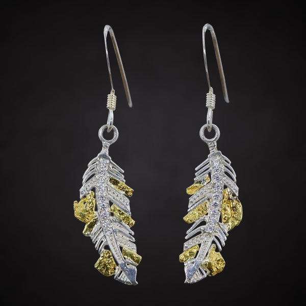 Feather Earrings w/Gold