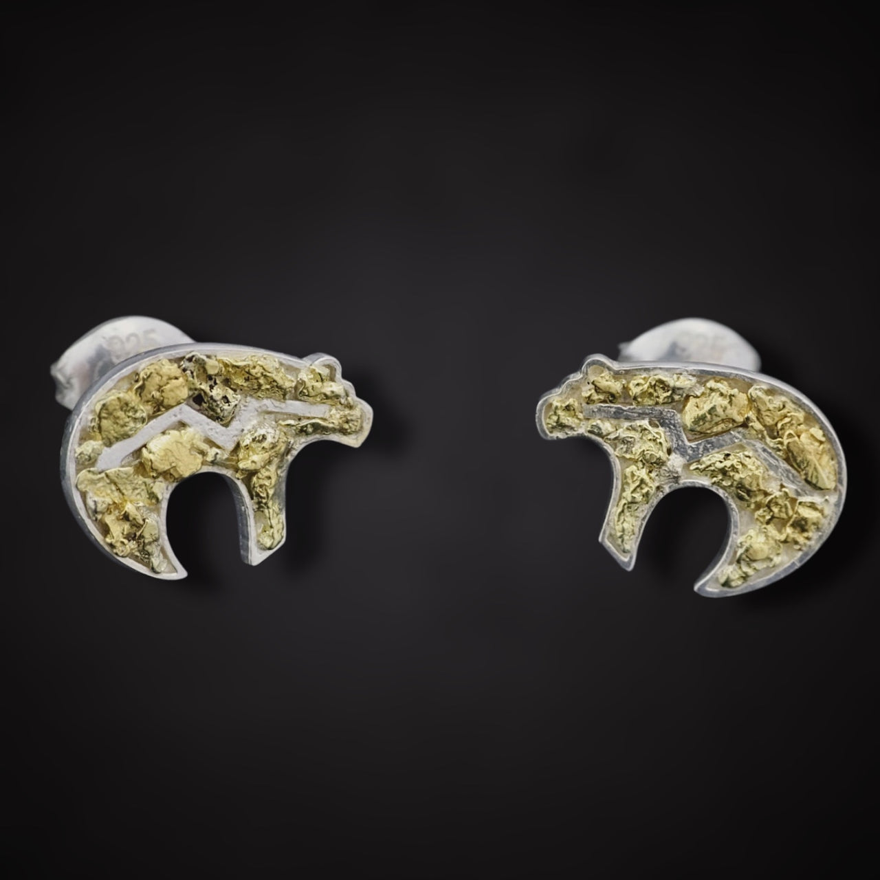 Bear Earrings w/Gold