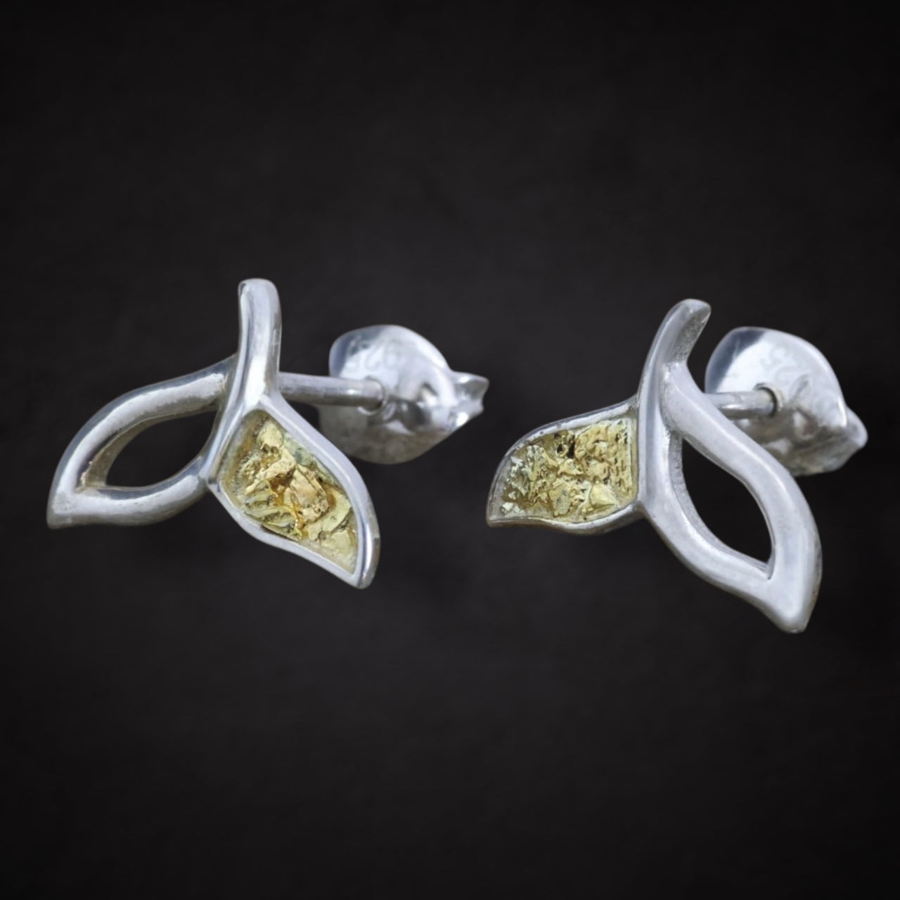 Whale Tail Earrings w/Gold