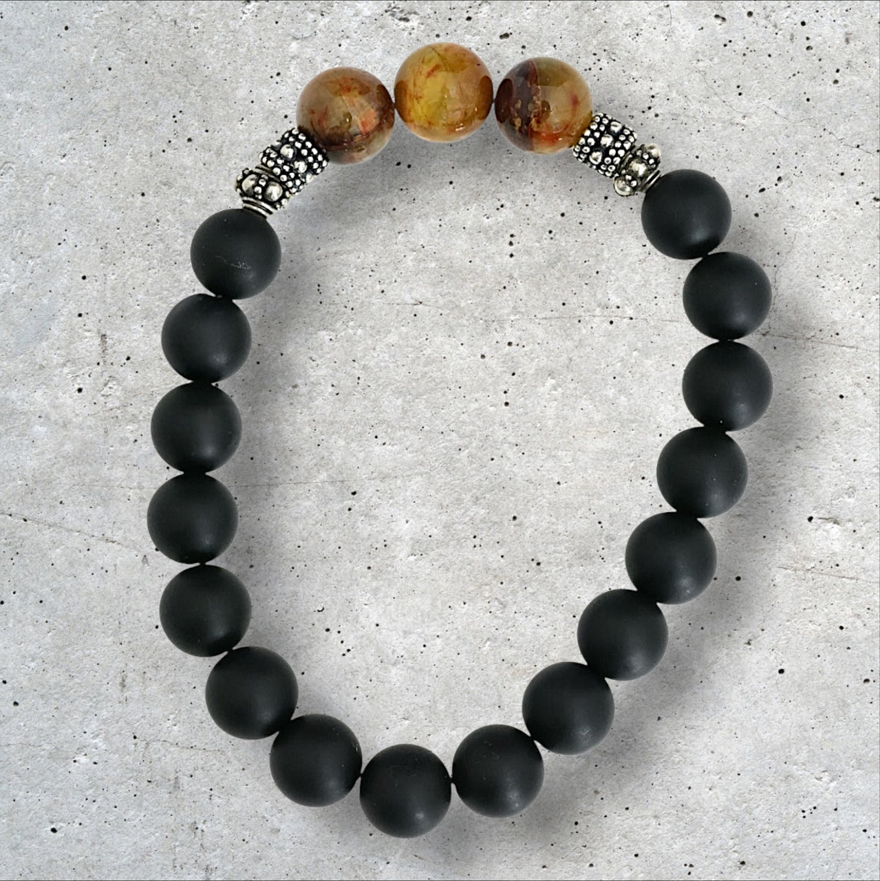 Onyx & Golden Petersite Bracelet