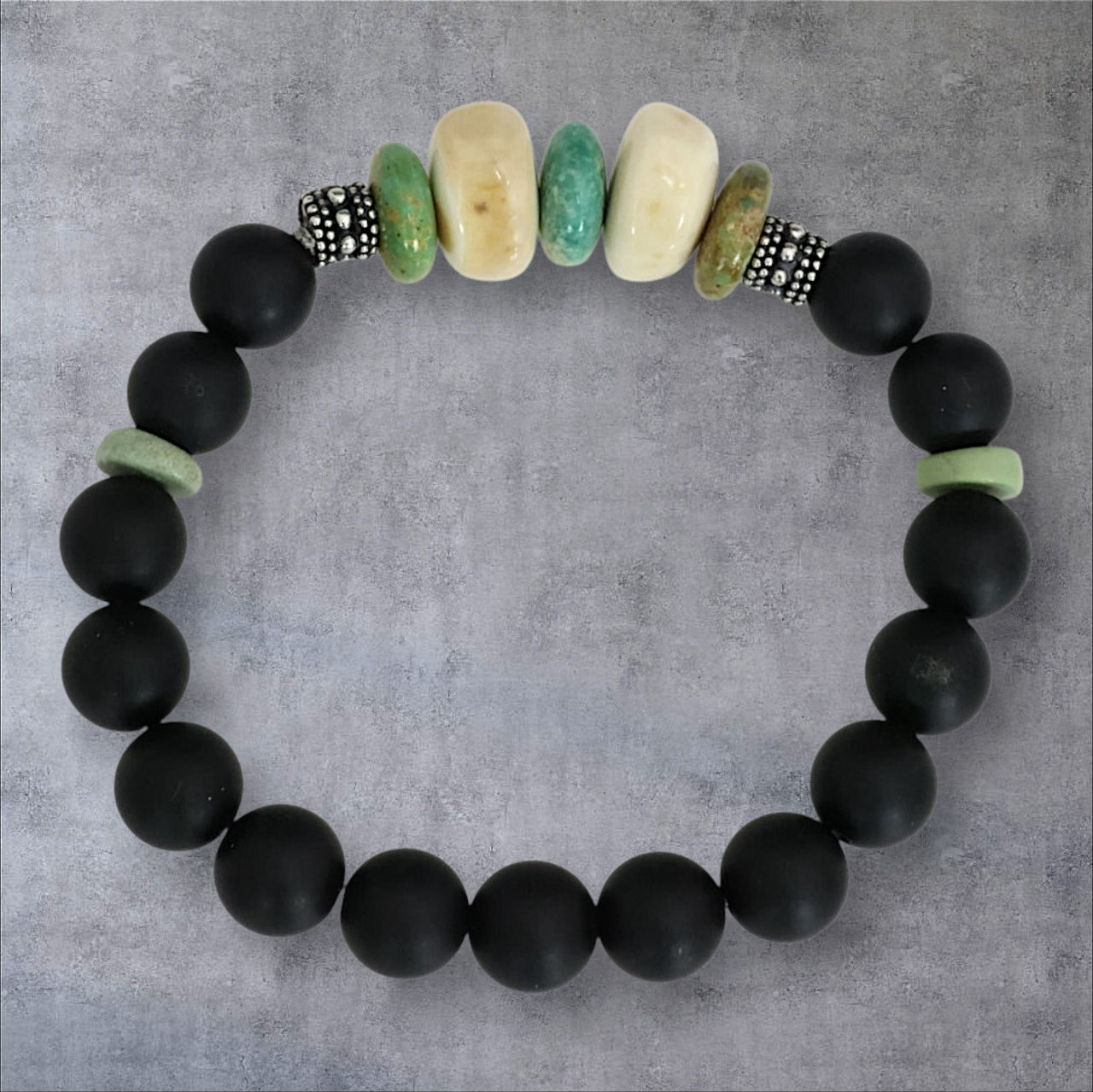 Onyx, Turquoise & Ivory Bracelet