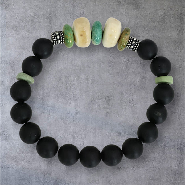 Onyx, Turquoise & Ivory Bracelet