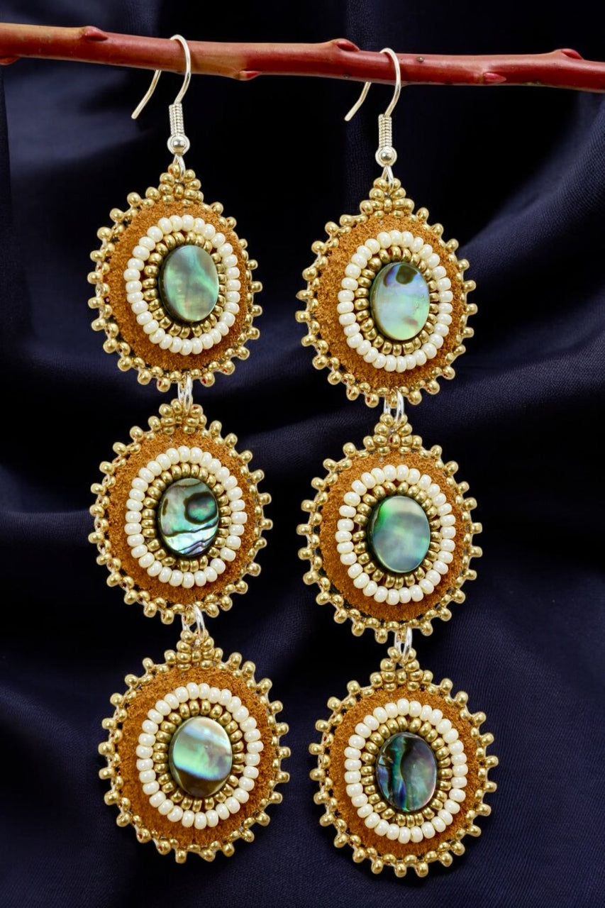 Three Tier Abalone Earrings