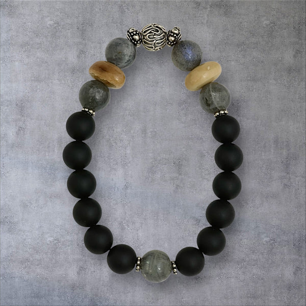 Onyx, Labradorite & Ivory Bracelet