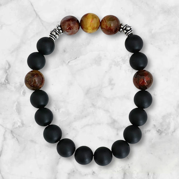 Onyx & Golden Petersite Bracelet