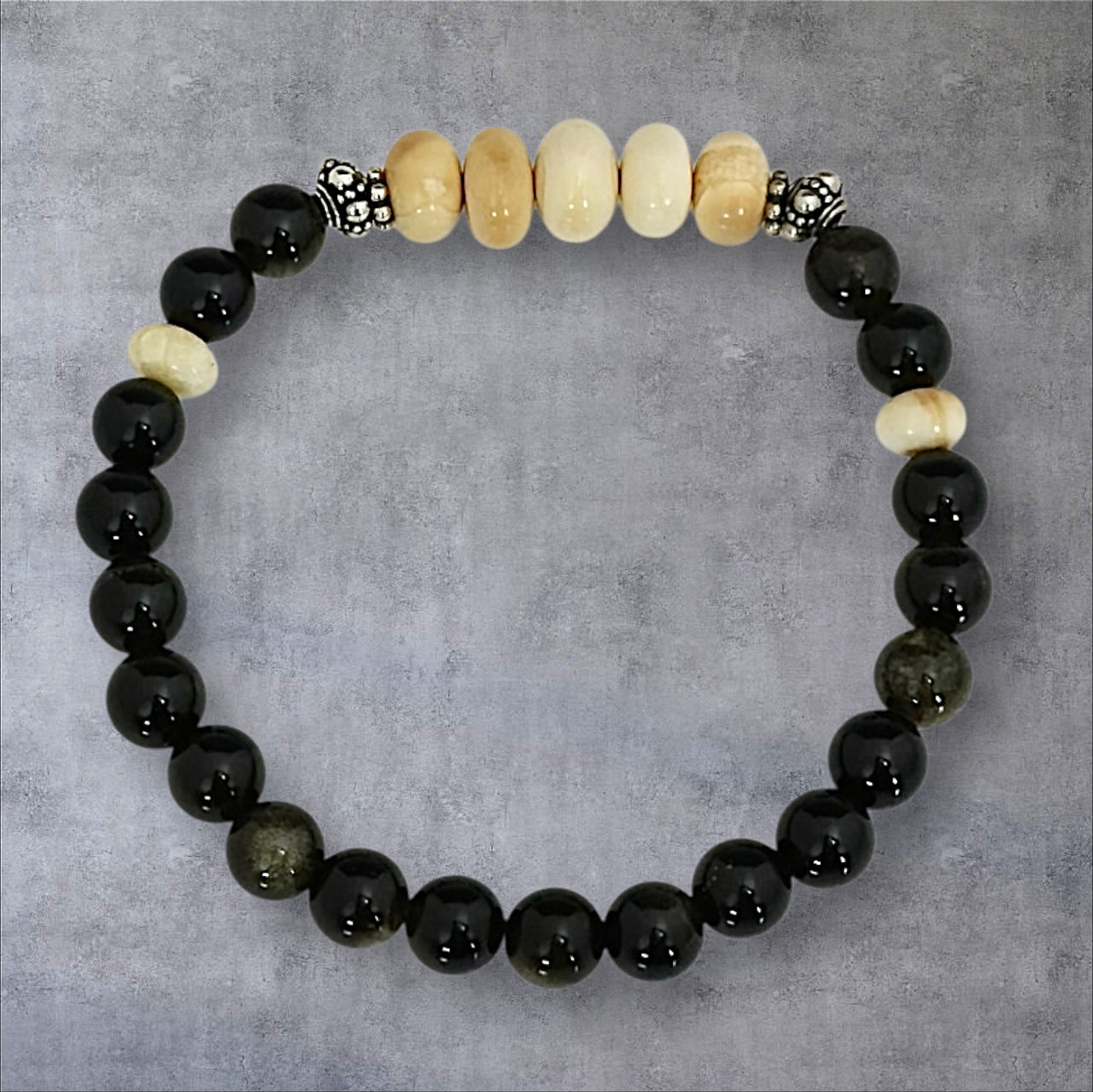 Obsidian & Ivory Bracelet