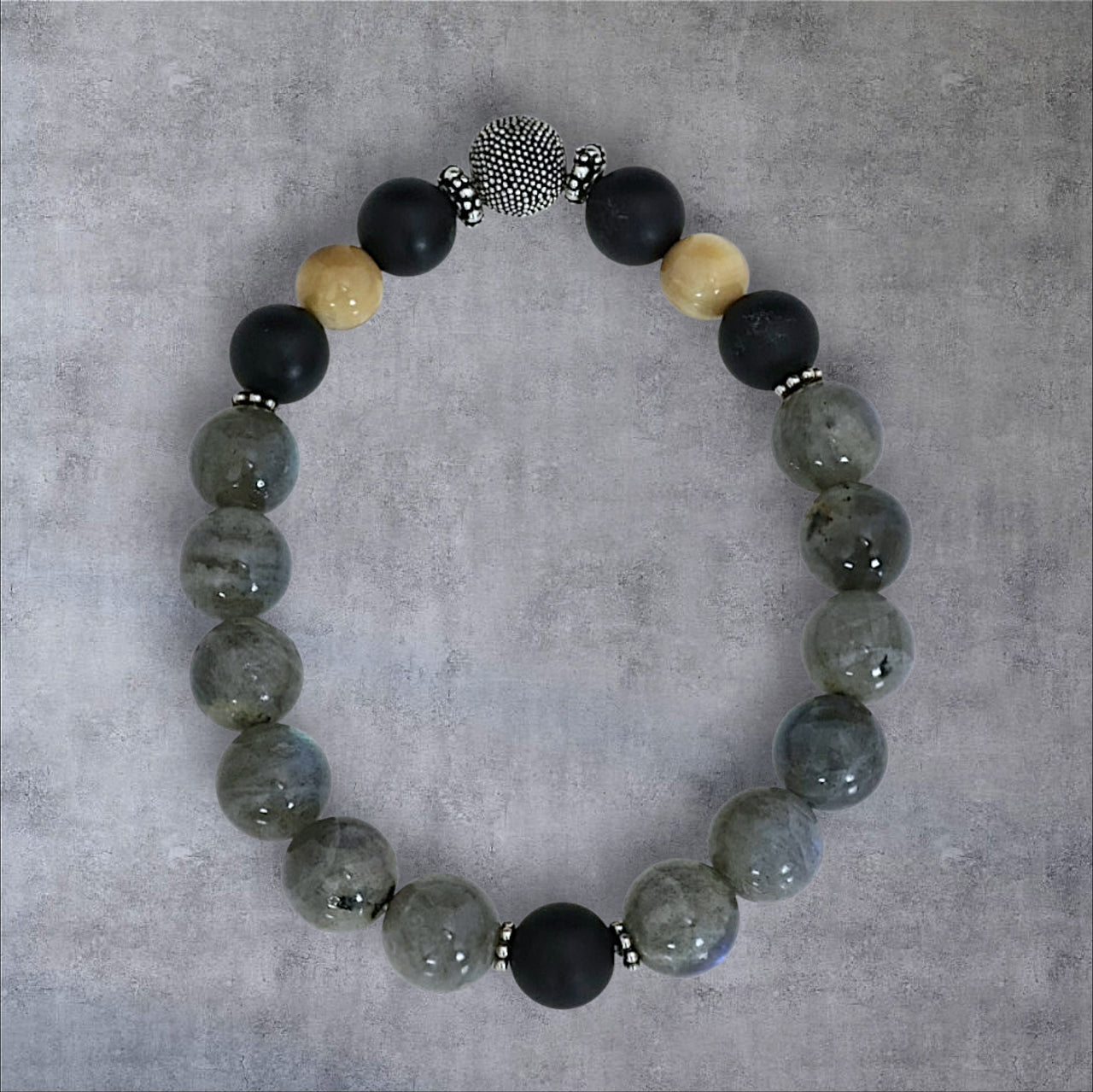 Onyx, Labradorite & Ivory Bracelet