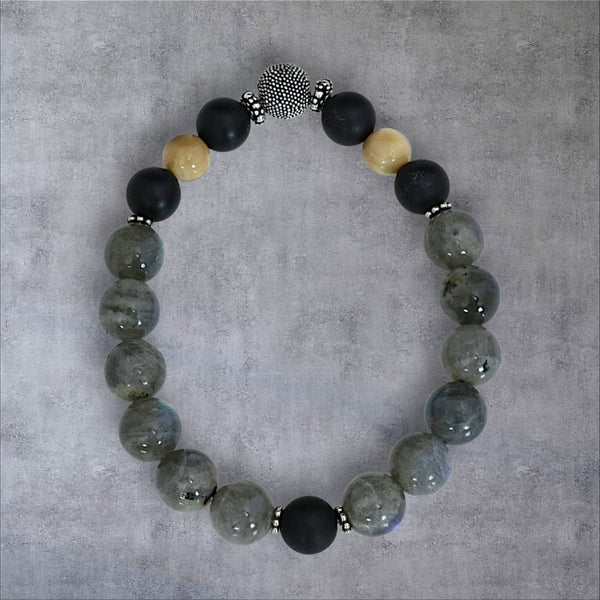 Onyx, Labradorite & Ivory Bracelet