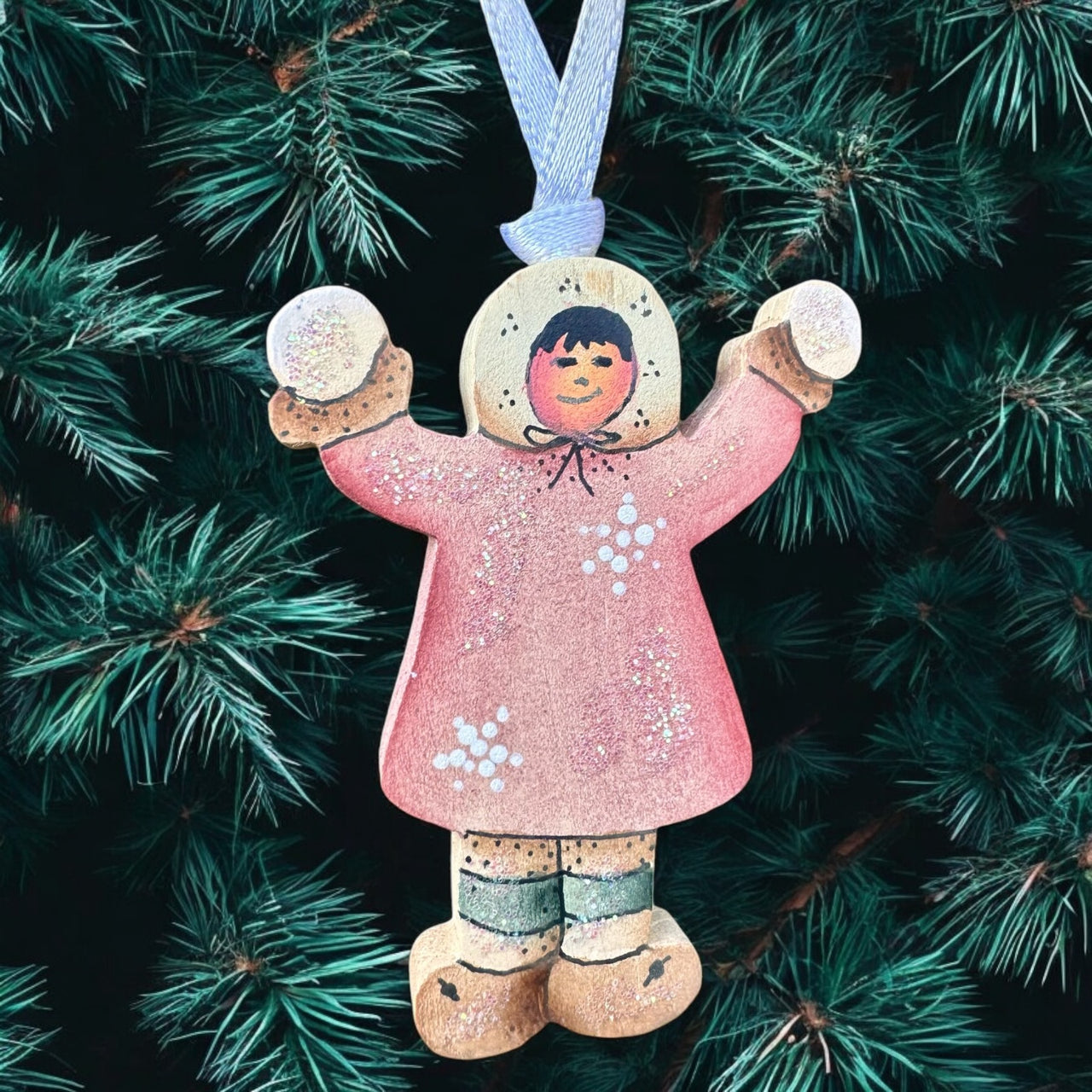 Eskimo w/Snowballs Ornament