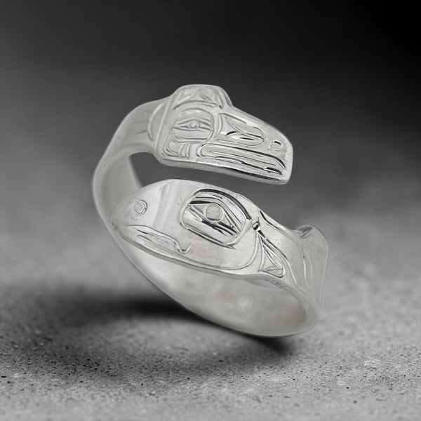 Raven Salmon Wrap Ring