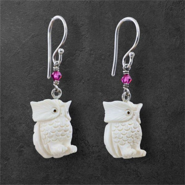 Ivory Owl w/Crystal Earrings