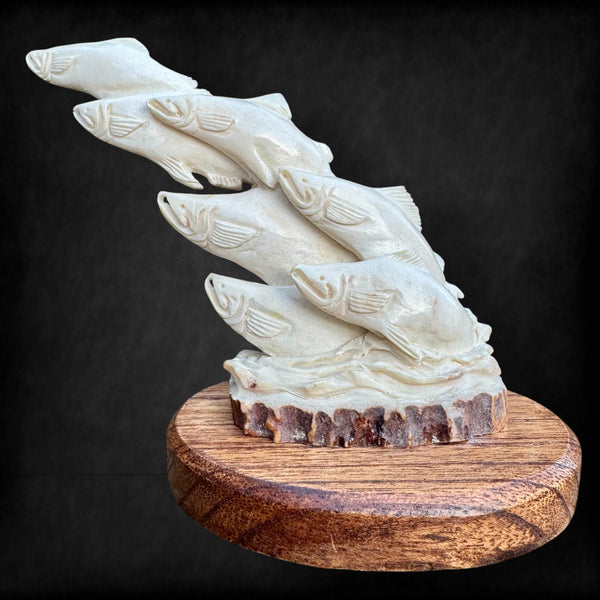 Salmon School Antler Carving