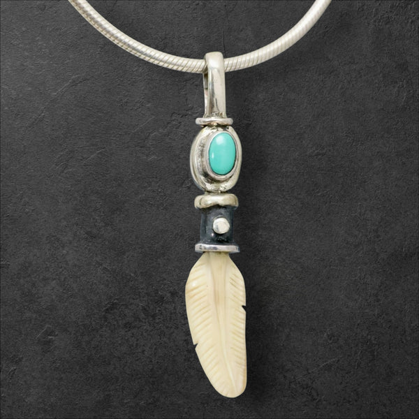 Ivory Feather w/ Turquoise Pendant