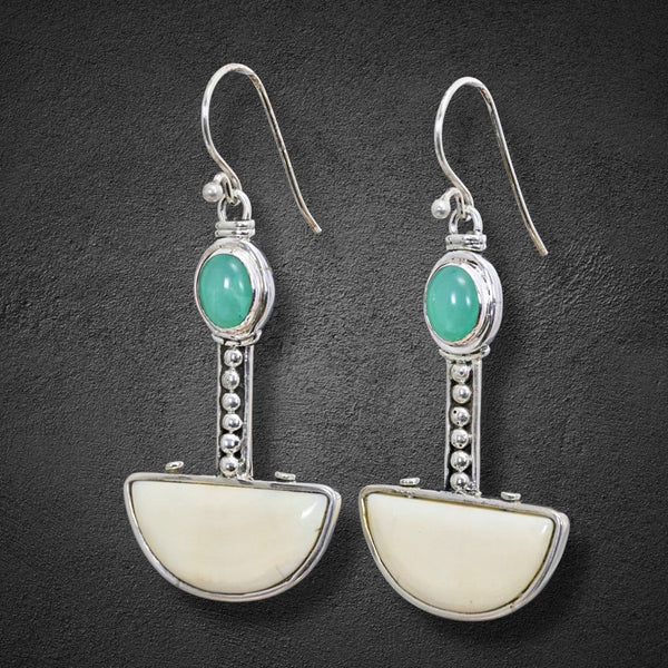 Ivory & Chrysoprase Earrings