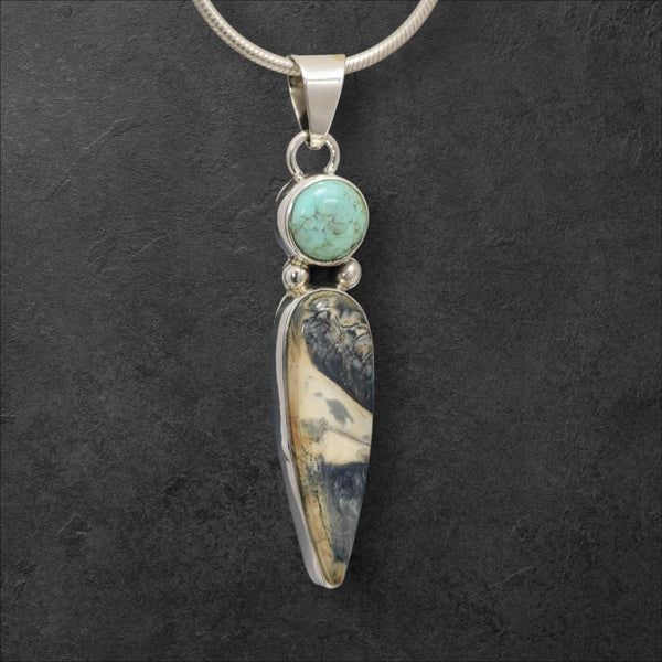 Mammoth Tooth & Turquoise Pendant