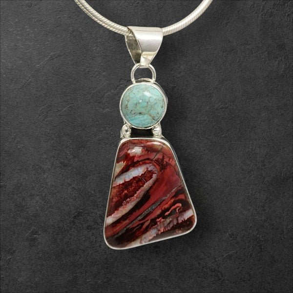 Mammoth Tooth & Turquoise Pendant