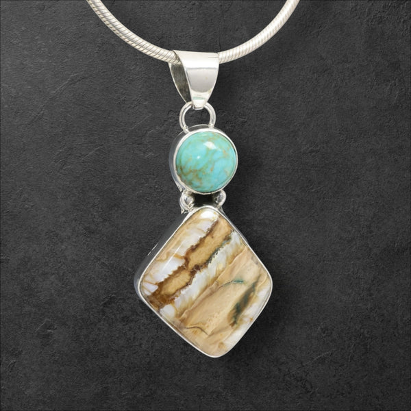 Mammoth Tooth & Turquoise Pendant