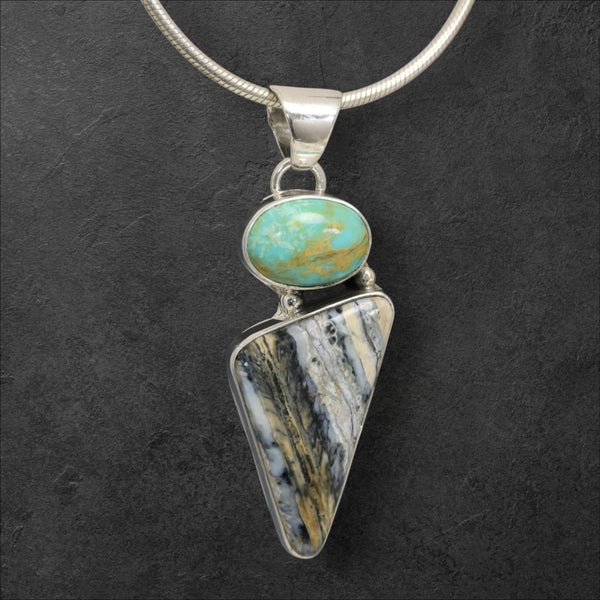 Mammoth Tooth & Turquoise Pendant