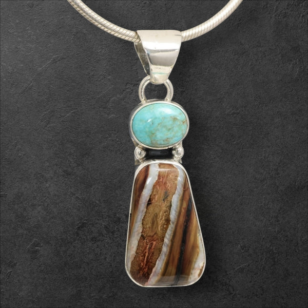Mammoth Tooth & Turquoise Pendant