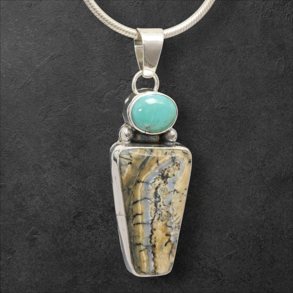 Mammoth Tooth & Turquoise Pendant