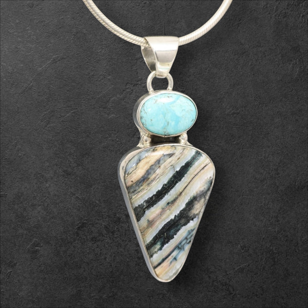 Mammoth Tooth & Turquoise Pendant