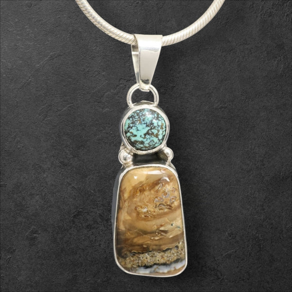Mammoth Tooth & Turquoise Pendant