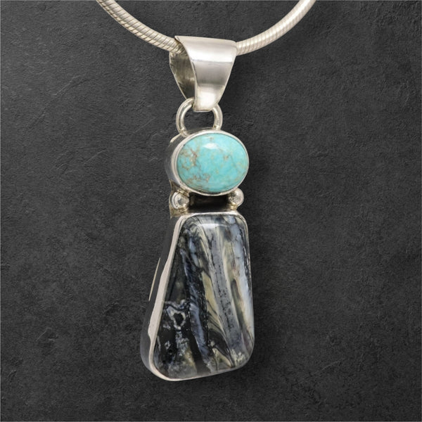 Mammoth Tooth & Turquoise Pendant