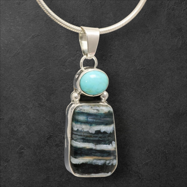 Mammoth Tooth & Turquoise Pendant