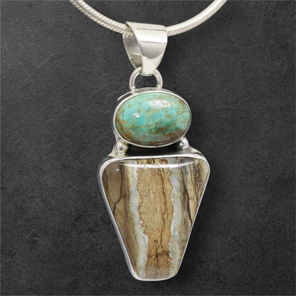 Mammoth Tooth & Turquoise Pendant