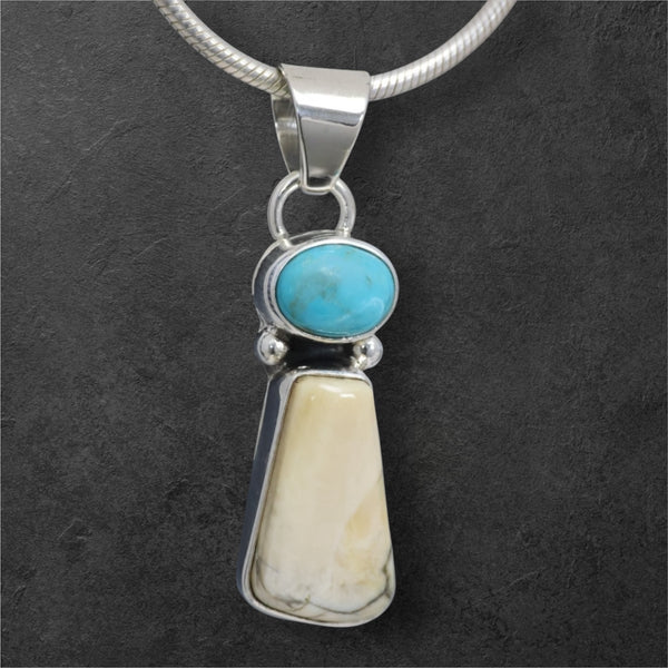 Mammoth Tooth & Turquoise Pendant
