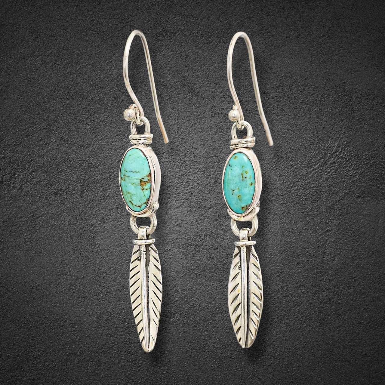 Turquoise Feather Earrings