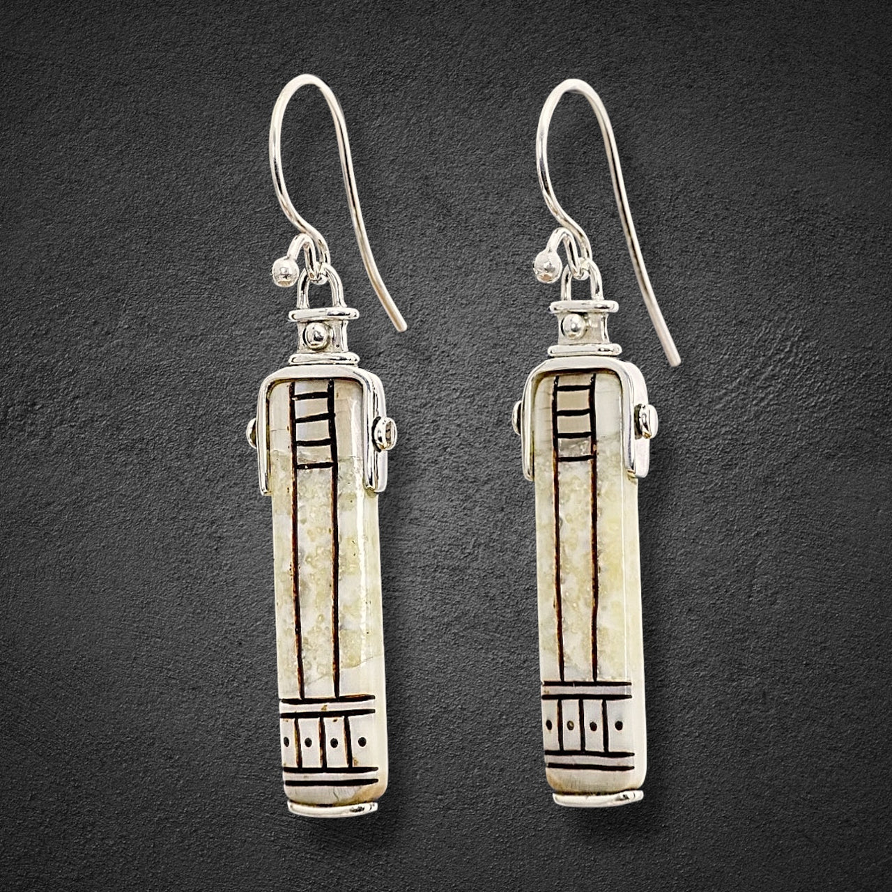 Ivory Scrimshaw Earrings