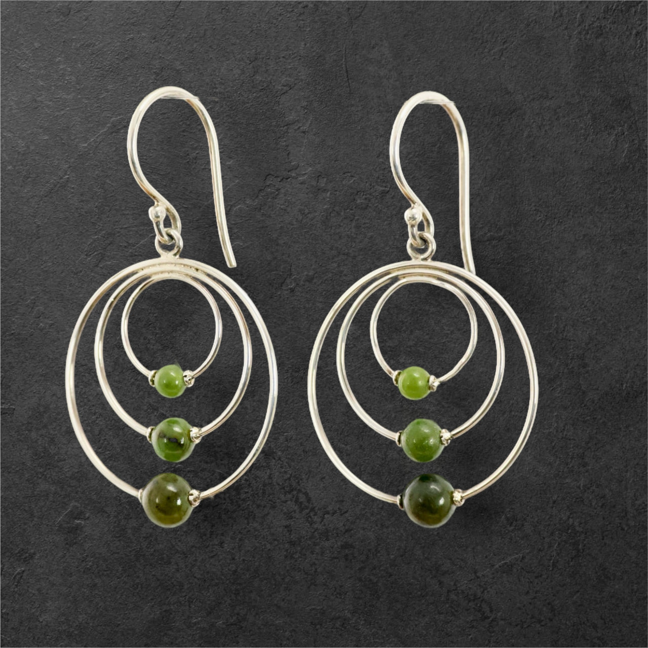 Triple Circle Jade Earrings