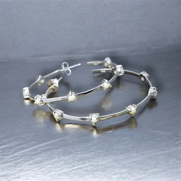 Ivory & Silver Hoop Earrings