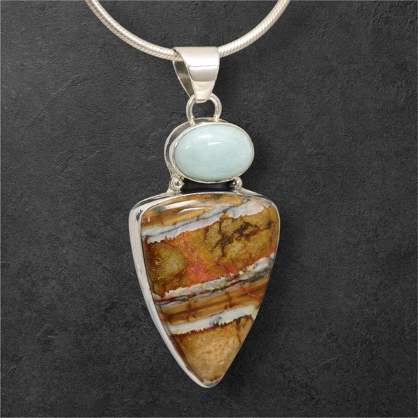Mammoth Tooth & Larimar Pendant