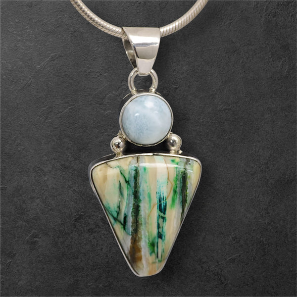 Mammoth Tooth & Larimar Pendant