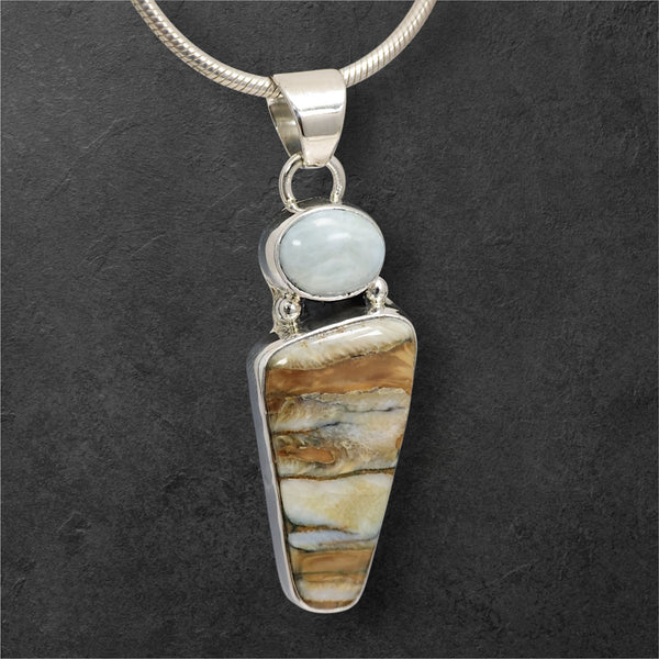 Mammoth Tooth & Larimar Pendant