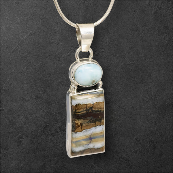 Mammoth Tooth & Larimar Pendant