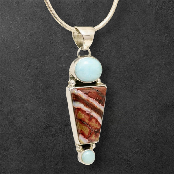 Mammoth Tooth & Larimar Pendant